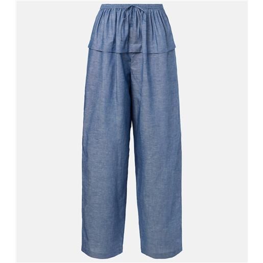 Alaia alaã¯a pantaloni a gamba larga in cotone e lino