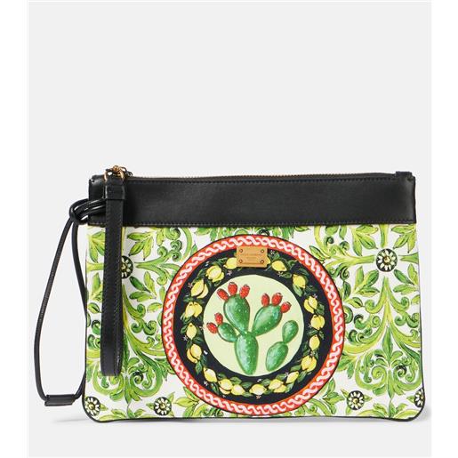 Dolce&Gabbana bustina in canvas con pelle