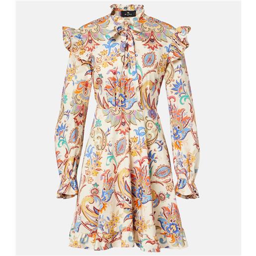 Etro abito corto in cotone con stampa