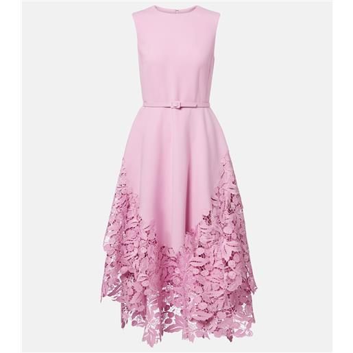 Oscar de la Renta abito midi in misto lana e pizzo