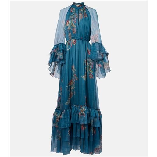Etro abito lungo in chiffon di seta