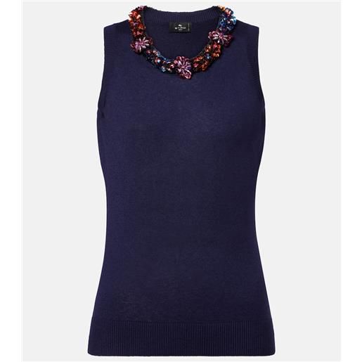 Etro top in seta e cashmere con decorazioni