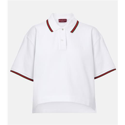 Gucci polo cropped in piquã© di cotone web stripe