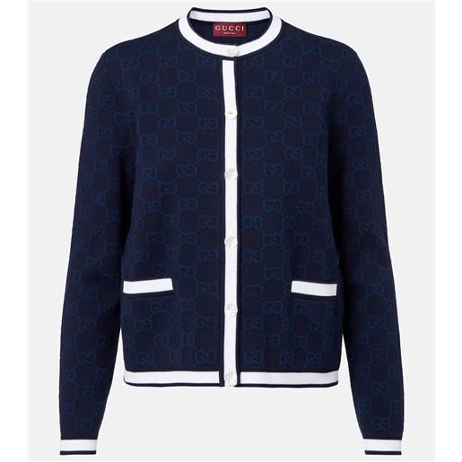 Gucci cardigan in cotone gg con intarsi