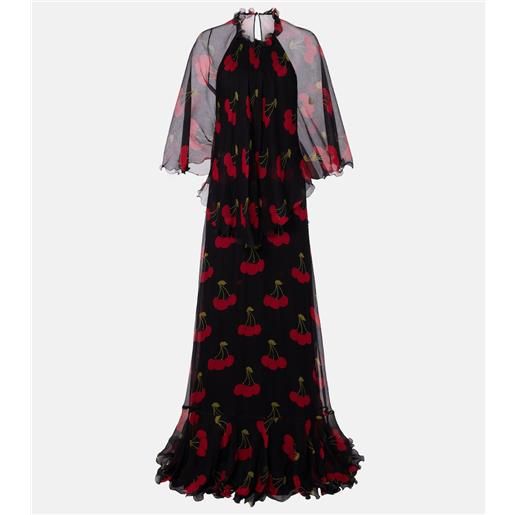 Valentino abito lungo in chiffon crepponne