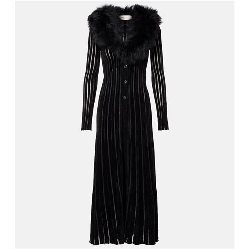 Blumarine abito lungo a righe con shearling