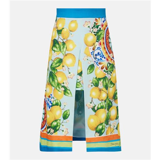 Dolce&Gabbana gonna midi in misto cotone con stampa
