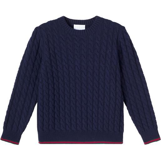 Gucci Kids pullover web stripe in lana a trecce