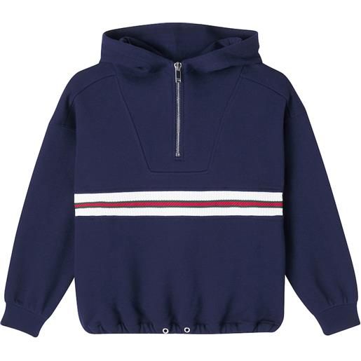 Gucci Kids felpa web stripe in cotone con cappuccio