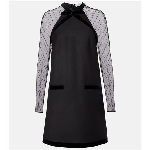 Nina Ricci miniabito in gabardine di lana con tulle