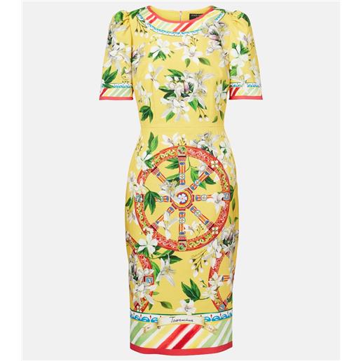 Dolce&Gabbana abito midi in misto cotone con stampa