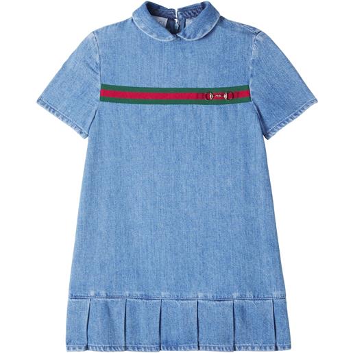 Gucci Kids abito di jeans horsebit web stripe