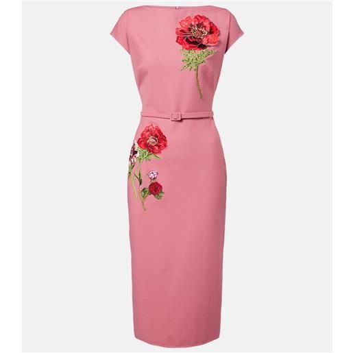 Oscar de la Renta abito midi con applicazioni floreali