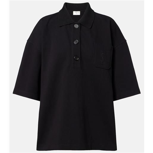 Saint Laurent polo oversize in cotone con ricamo
