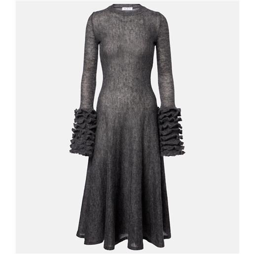 Alaia alaã¯a abito midi in misto mohair con volant