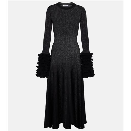 Alaia alaã¯a abito midi in misto mohair con volant