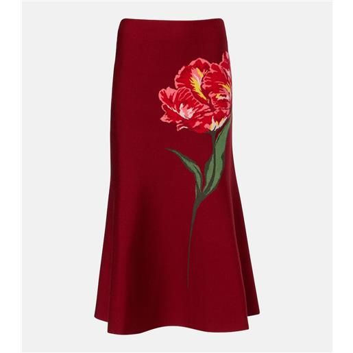 Carolina Herrera gonna midi in jacquard di cotone e lana