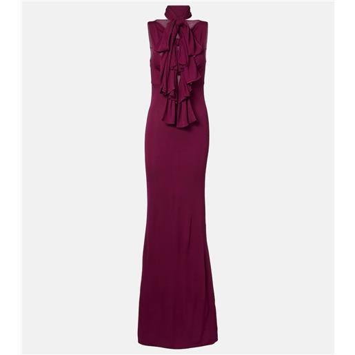 Alaia alaã¯a abito lungo in jersey con fiocco