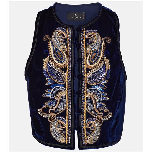 Etro gilet in velluto paisley