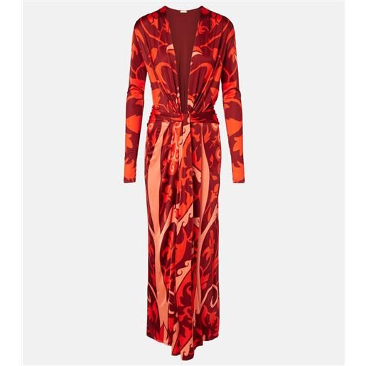 Johanna Ortiz abito midi in jersey con stampa