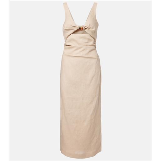 SIR abito midi moretti in lino con cut-out