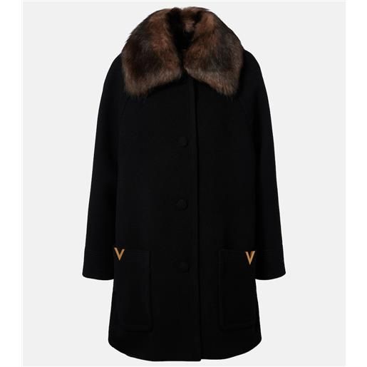 Valentino cappotto in lana vergine con shearling