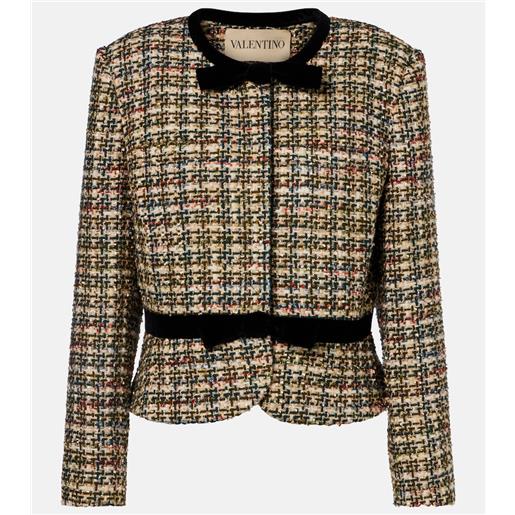 Valentino giacca in tweed lamã© con velluto