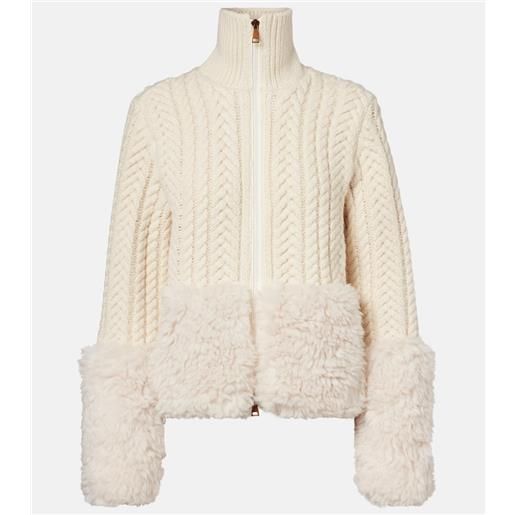 Moncler cardigan in misto lana a trecce