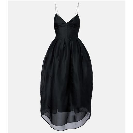 Khaite abito midi colette in organza di seta