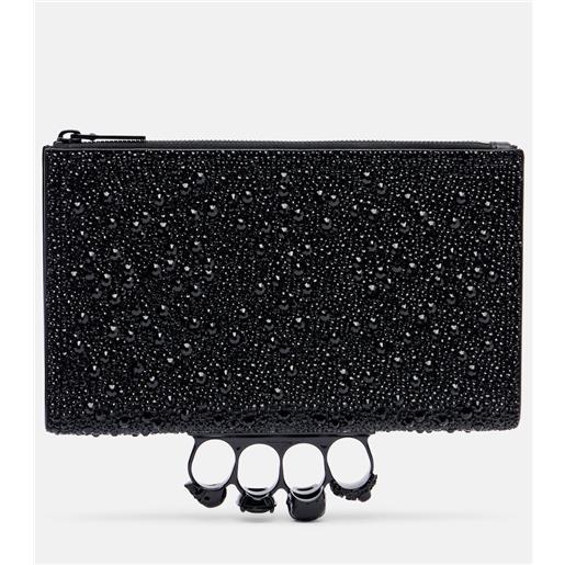 McQueen bustina knuckle in pelle con borchie