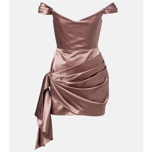 Alex Perry abito corto off-shoulder in raso