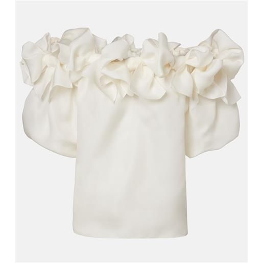 Carolina Herrera top in seta con scollo bardot