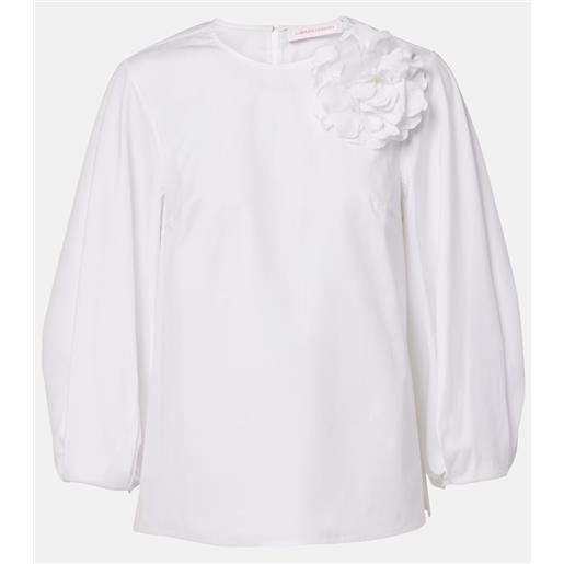 Carolina Herrera blusa in misto cotone con applicazioni floreali