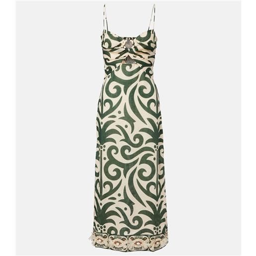 Johanna Ortiz abito midi water adventure in lino