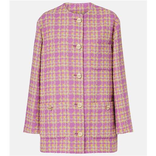 Gucci giacca in tweed di misto cotone a quadri