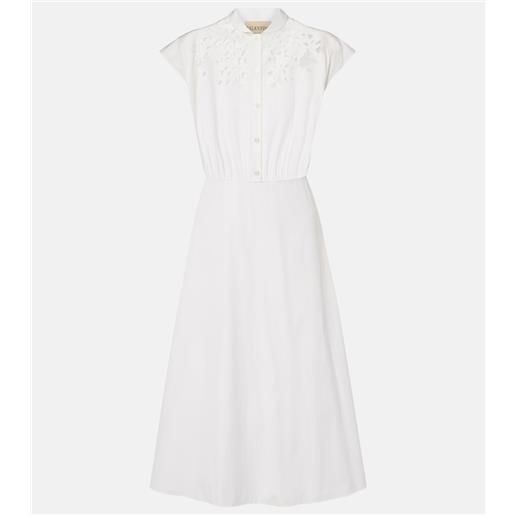Valentino abito midi in cotone con pizzo guipure