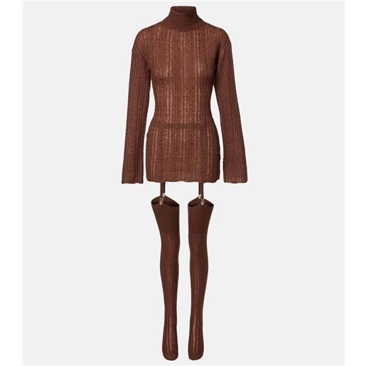 Aya Muse abito corto in misto lana con collant