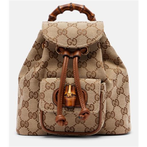 Gucci zaino bamboo medium in canvas con pelle
