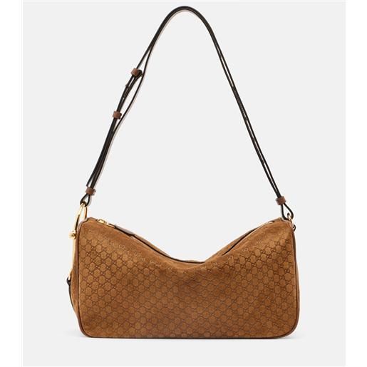 Gucci borsa a spalla half horsebit medium in suede