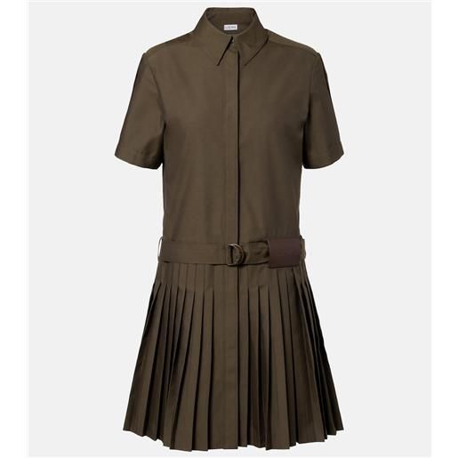 Loewe abito chemisier in misto cotone plissé con cintura
