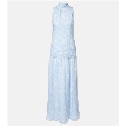 McQueen abito lungo skull in seta