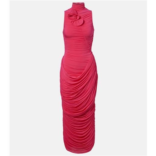 Magda Butrym abito midi con ruches e applicazioni