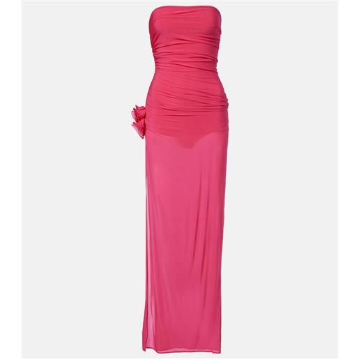 Magda Butrym abito lungo in jersey con applicazioni floreali