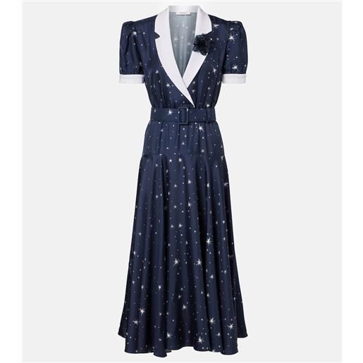 Rodarte abito midi in twill di seta con stampa