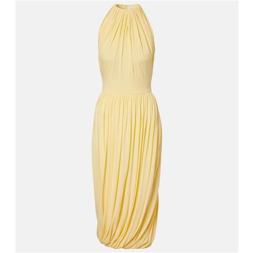 Alaia alaïa abito midi in jersey con ruches