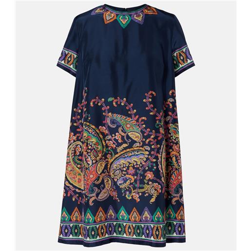 Etro abito corto in seta con stampa paisley