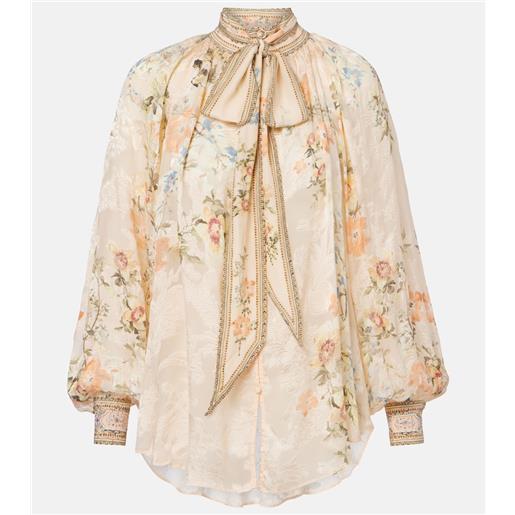 Camilla blusa in misto seta con stampa floreale