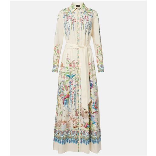 Etro abito chemisier in cotone con stampa e cintura