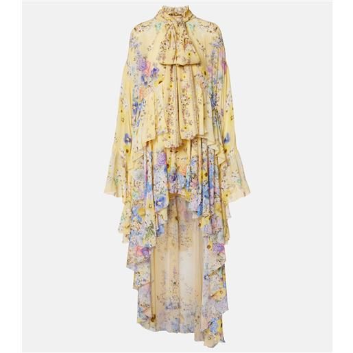 Camilla abito lungo asimmetrico in georgette di seta