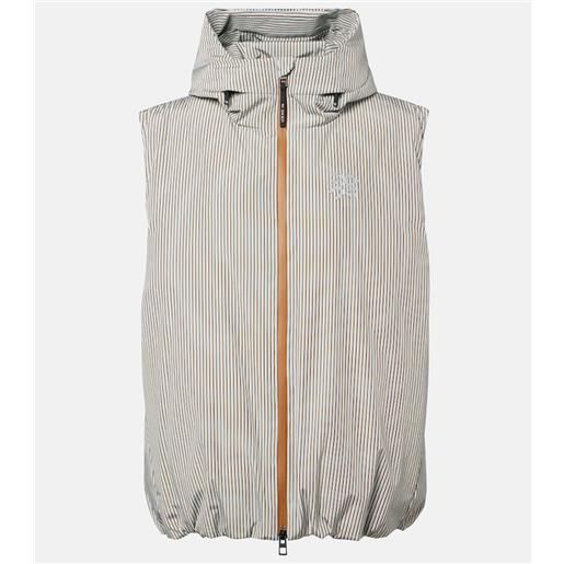 Loewe x on - gilet imbottito a righe con cappuccio